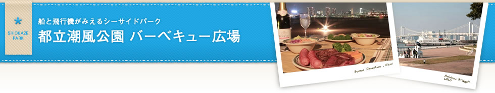 船と飛行機がみえるシーサイドパーク　都立潮風公園バーベキュー広場